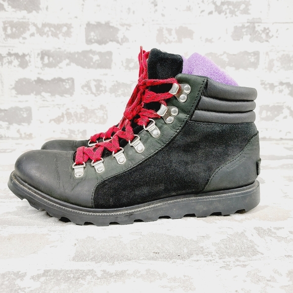 Sorel Ainsley Conquest Waterproof Grey Leather Lace Up Hiking Boots K911 - Picture 1 of 11